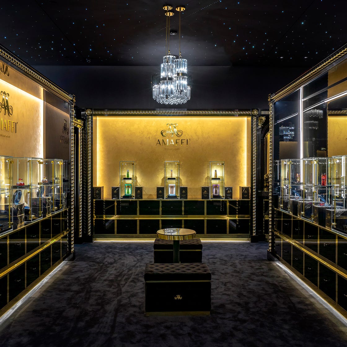 Inside the LORD boutique — shelves of luxury fragrances